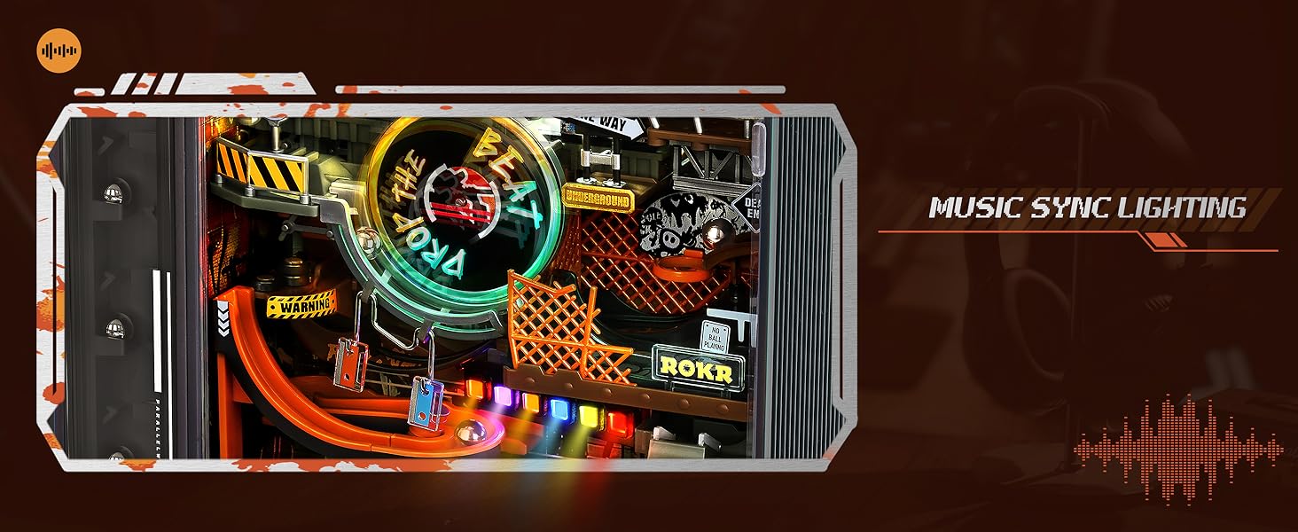 ROKR 3D Puzzle for Adults, Electric Marble Run Model Kits, Parallel World Hip-hop Street