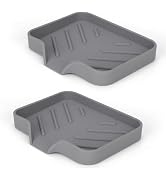 Silicone Soap Dish for Shower with Self Draining, 2 Pack Soap Holder for Bathroom, Silicone Spong...