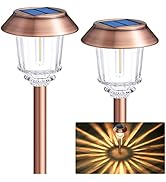 DenicMic Solar Garden Lights Outdoor Pathway Lights Glass Stainless Steel Waterproof Solar Powere...