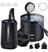Portable Camping Shower - 10000mAh Rechargeable, 5-Speed with Collapsible Bucket with Handle 20L,...