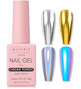 Makartt No Wipe Gel Top Coat for Chrome Nail Powder - Clear High Gloss Mirror Shine Top Coat Gel ...