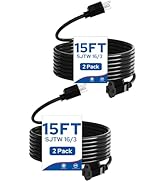 WILAWELS 2-Pack 15FT Extension Cord, 16/3 SJTW Durable Power Cable for Indoor and Outdoor Use, 3 ...