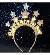 Uranian Light Up Happy Birthday Headbands LED Glitter Star Halo Crown Glowing Birthday Hairbands ...