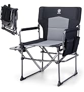 EVER ADVANCED Camping Directors' Chair with Side Table, Portable Folding Chair with Compact Size,...