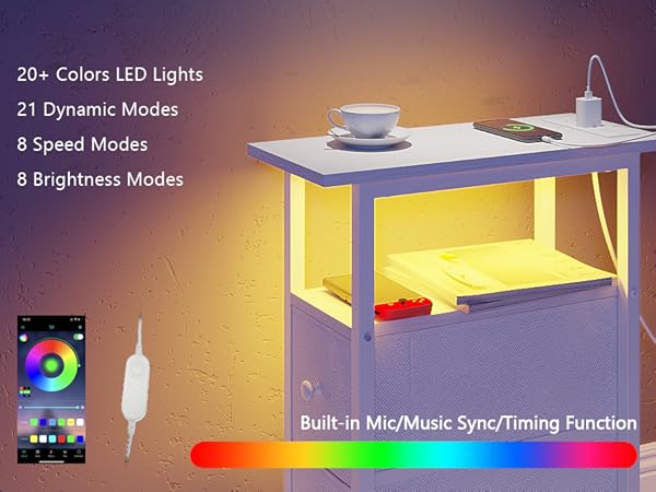 side table with led light