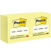 Post-it Notes 3x3 in, 12 Pads, America's #1 Favorite Sticky Notes, Canary Yellow, Clean Removal, ...