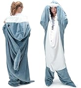 Touchat Shark Blanket for Adult Super Soft Cozy Flannel Throw Wearable Blanket, Cartoon Animals S...