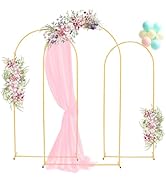 Toodour Arch Backdrop Stand 7.2FT, 6.6FT, 6FT Set of 3 Gold Metal Wedding Balloon Arch Stand for ...