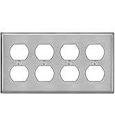 BESTTEN 4-Gang Duplex Metal Wall Plate with White or Clear Plastic Film, Standard Size, Stainless...