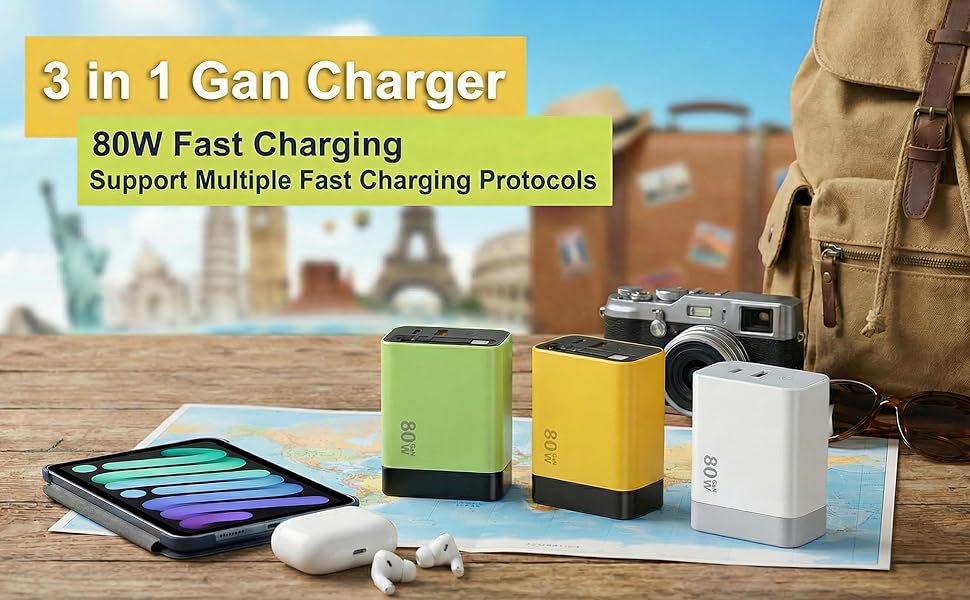 3 in 1 gan charger 80 watt all in one charger 80 watt all in one charger retractable