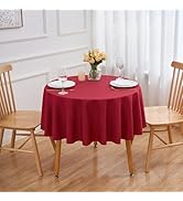 FINDYOU Burgundy 6 Pack Round 60 Inch Tablecloth, Premium Polyester Table Cloth Washable Table Co...