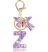 HaimiLiya Initial Keychains for Women Girls with Tassel Butterfly, Cute Letter Keychain Charm for...