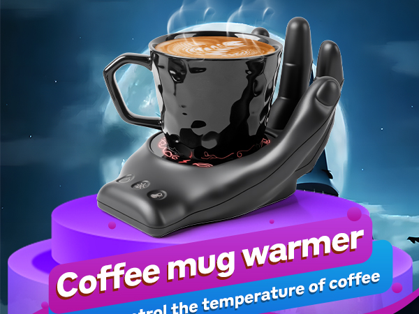 Hand Heating Mug Warmer &amp;amp; Mug Set, Coffee Cup Warmer Plate for Desk Auto Shut Off