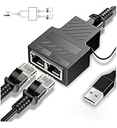 RJ45 Ethernet Splitter 1 to 2 Dual Port High Speed Adapter,100Mbps Network Ethernet Connector wit...