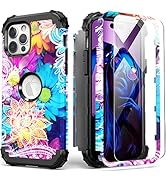 IDweel iPhone 14 Pro Max Case with Tempered Glass Screen Protector, 3 in 1 Shockproof Slim Hybrid...