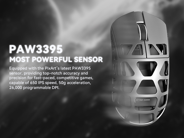 2.4G/BT/Wired Gaming Mouse, PixArt PAW3395 Sensor, Programmable Mice 