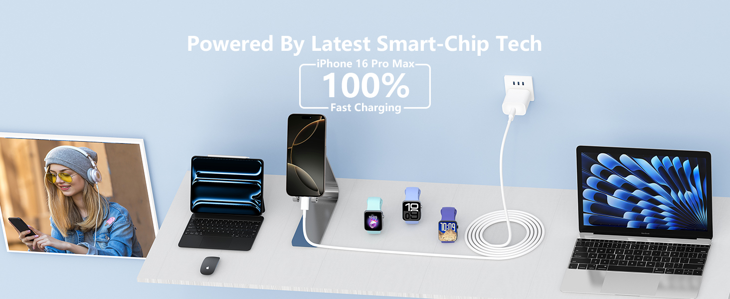 MFi Certified 2Pack PD 20W USB C Chargers Block Type C Wall Charger iPhone 16 Charger Fast Charging