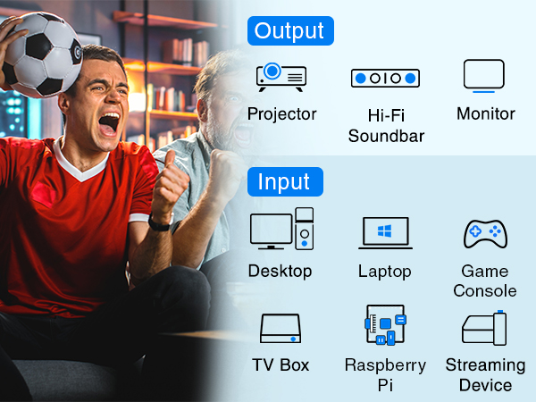BLUERIGGER compatible projector HiFi soundbar raspberry Pi desktop cable HDTV Streaming device dvr