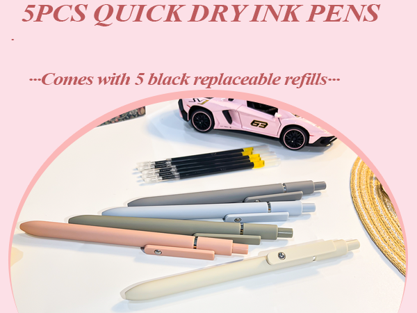 5 Black Gel Ink Pens