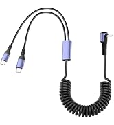 JSADZKJ 90 Degree USB Type C Spring Cable USB C to 2 Type C Y Splitter Fast Charging Cord 2-in-1 ...