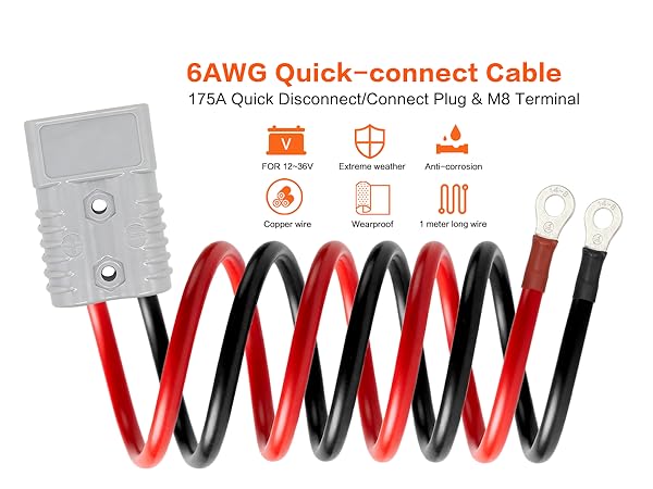 6awg cable with 175a plug