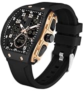 findtime Designer Watches for Men Unique Rectangle Dial White Wristwatch with Digital Analog Dual...