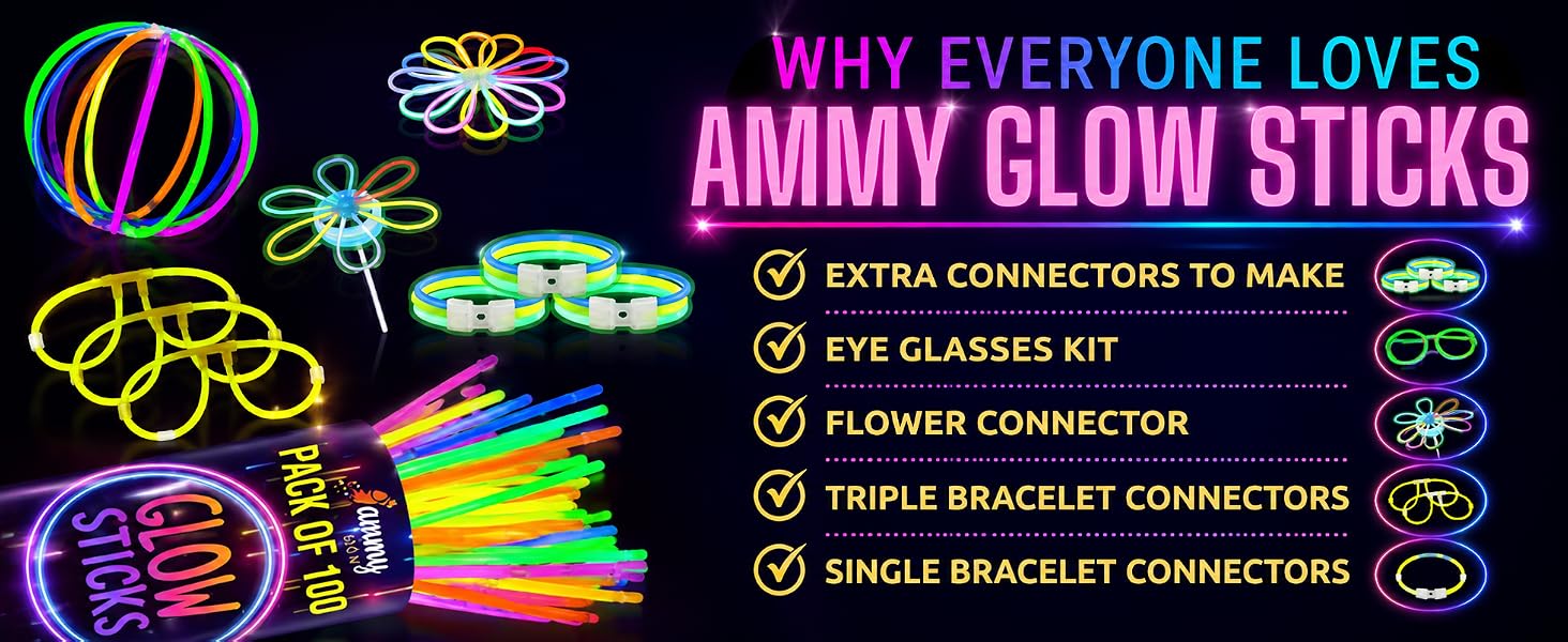 rave glow sticks, camping glow sticks, pool party favors, outdoor and indoor glow events