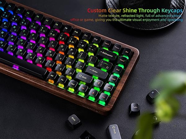 Womier Frosted Jelly Keycaps, Clear Shine Through Keycaps Mechanical Keyboard Caps