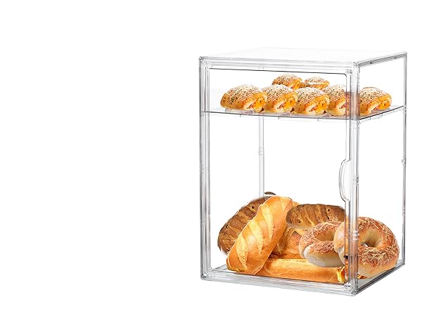 big size bread bagels storage clear bread box bakery display case