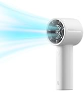 JISULIFE Handheld Turbo Fan, 5000mAh Rechargeable Portable Fan, Up to 28H Runtime, 5-Speed Powerf...