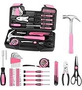 39 Piece All Purpose Basic Household Pink Tool Kit for Women - Small Tool Set with Toolbox Great ...