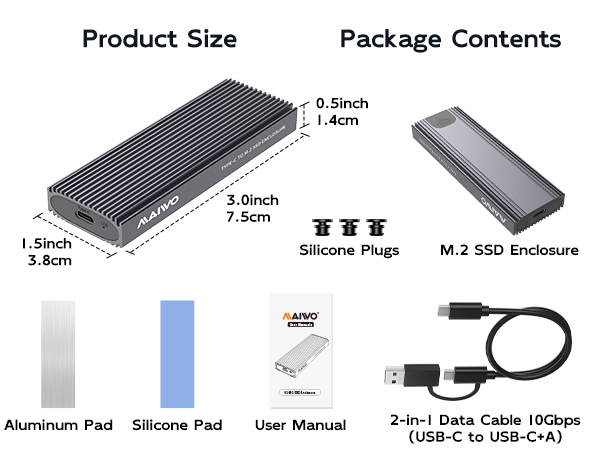 2230 NVMe 2262 SATA 2280 M.2 SSD enclosure TO USB C adapter caddy case shell housing reader