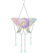 MUMTOP Purple Butterfly Stained Glass Suncatcher - Halloween Stained Glass Window Hanging, Ramada...