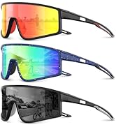 Kegrimi 3 Pack Kids Sunglasses Youth Baseball Sunglasses for 3-12 Boys Girls Sports Cycling Runni...