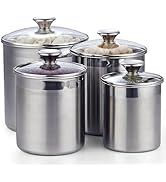 Cooks Standard Stainless Steel Food Jar Storage Canister Set Large 4-Piece, 1.6qt/2.5qt/3.5qt /5q...