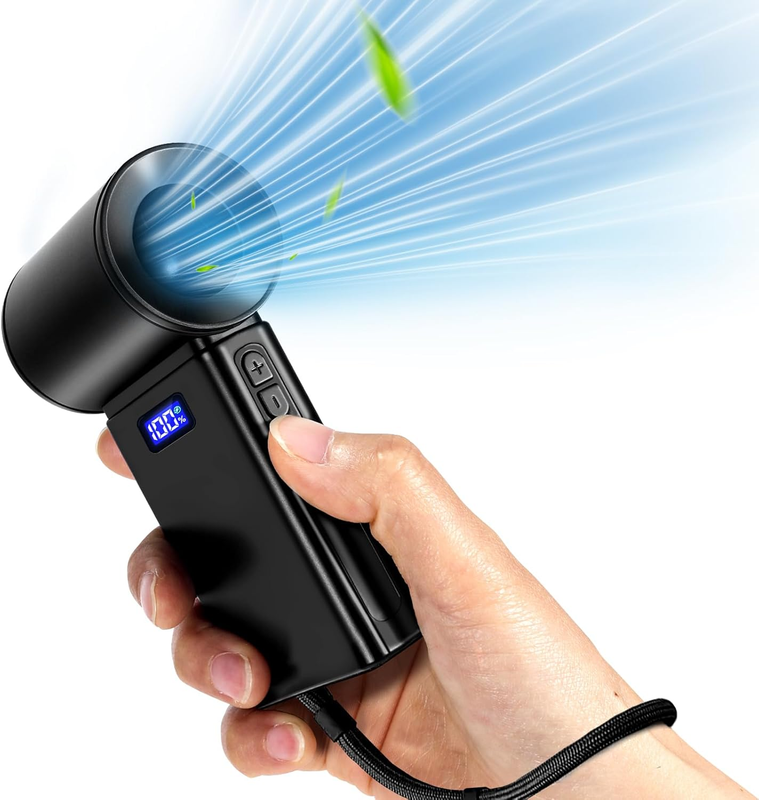 Handheld Fan, 19000 RPM Speed(1-100) Adjustable Turbo Solar Rechargeable Mini Fan, 5000Mah Rechargeable Battery, Can Be Used as Mobile Power, Digital Display, Gifts for Women Men Outdoor