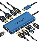 USB C Docking Station Dual Monitor,10 in 1 USB C Hub Dual 4K@60Hz,Type-C Multiport Adapter with 1...
