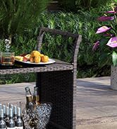 Giantex Rolling Wicker Cart Rattan Bar Cart Outdoor Serving Cart Wicker Trolley Portable Kitchen ...