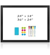 DOLLAR BOSS Magnetic Whiteboard for Wall 24" x 18" Vintage Wood Framed White Board Decorative Dry...