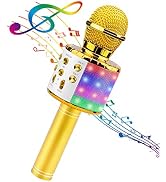 BlueFire 4 in 1 Karaoke Wireless Microphone with LED Lights, Portable Microphone for Kids, Great ...