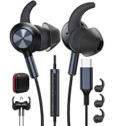 USB Type C Headphone 5FT Wired Earbuds Anti-Loose Wingtip Noise Canceling in-Ear Earphone with Mi...