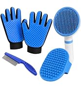 NVNAN 5-Piece Dog Grooming Brush Set with Grooming Gloves | Includes deshedding comb, shampoo bru...