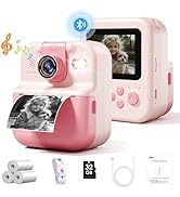 Bluetooth Kids Camera Instant Print, 1080P Mini Toddler Camera for Boys Girls, Portable DIY Insta...