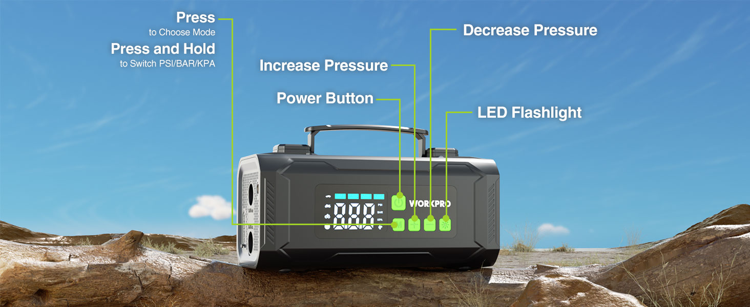 WORKPRO 12V Portable Air Inflator 