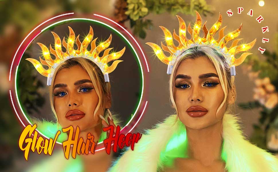 Glowing Flame Fire Headbands