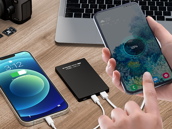 Dual USB Output Super Slim Power Bank Ultra Thin, Attom Tech 3000mAh Portable Charger Mini