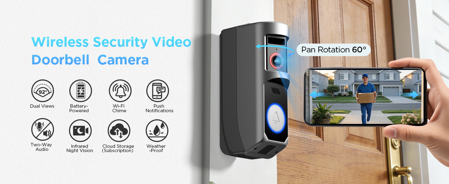 Wireless Security Video Doorbell Camera