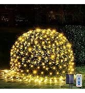 WBao Solar Christmas Net Lights, 360LED 11.5ft x 6.9ft Christmas Bushes Lights with Remote, 8 Lig...