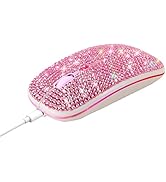 HXMJ Bling Dazzling Rechargeable 2.4GHz+5.2 Bluetooth Wireless Mouse Covered with Crystal Diamond...