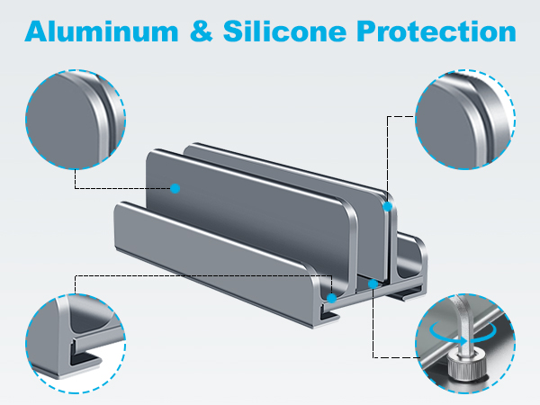 laptop holder vertical Aluminum &amp;amp; Silicone Protection